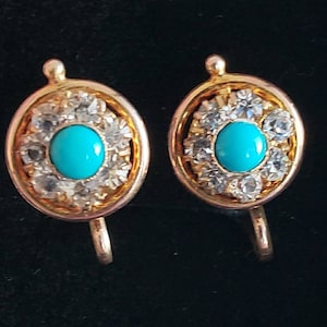 Antique turquoise earrings | 14k turquoise earrings | halo earrings