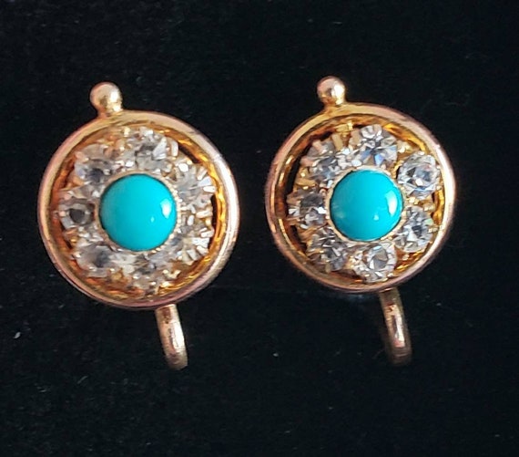 Antique turquoise earrings | 14k turquoise earrin… - image 1