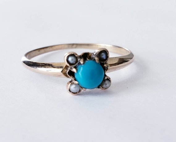 Victorian turquoise and pearl ring | Pearl ring |… - image 1