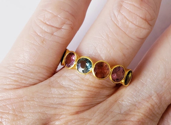18k Turmoline Eternity Band | Multi color Turmoli… - image 4