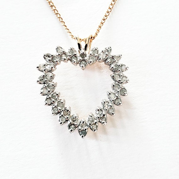 10k diamond heart pendant | diamond open heart | d