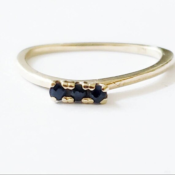 Mini Sapphire ring | 10k ring sapphire trio ring … - image 1
