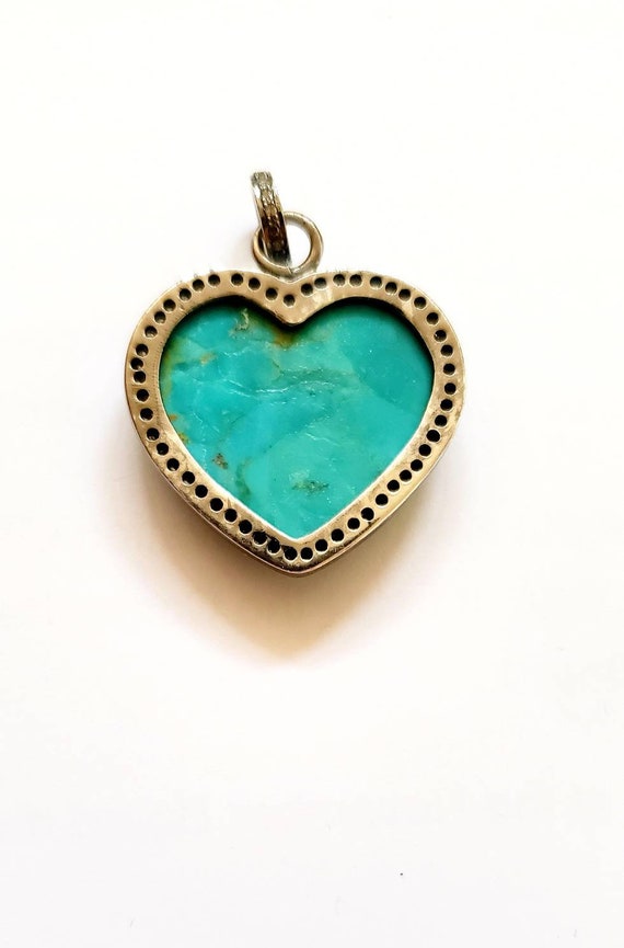 Diamond turquoise heart pendant - image 3