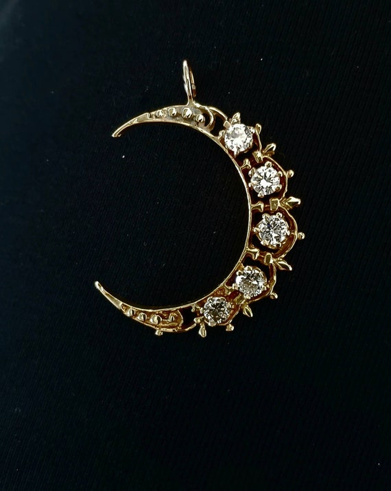 Vintage diamond Crescent Moon  | diamond crescent