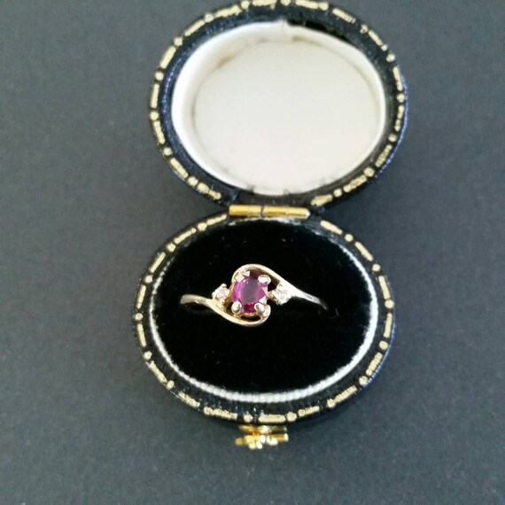14k ruby and diamond ring | Tiny ruby ring - image 3