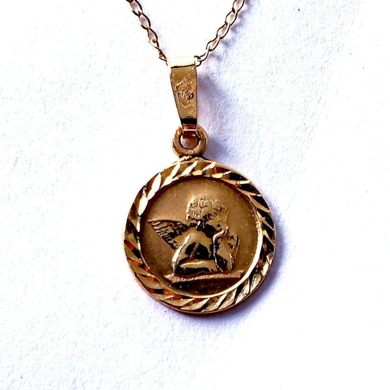 14k delicate angel charm | tiny gold charm