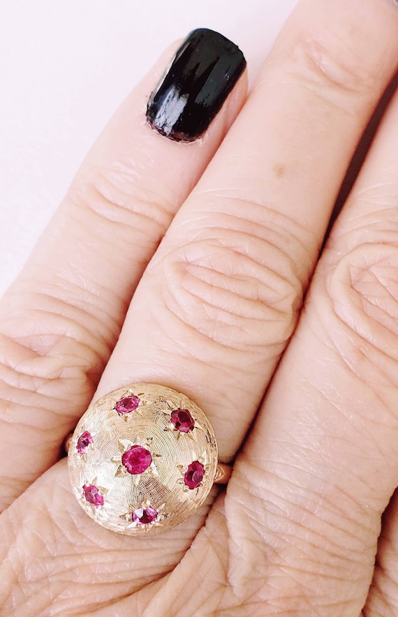 Ruby Bombe ring | 14k Burnished Set Rubies - image 2