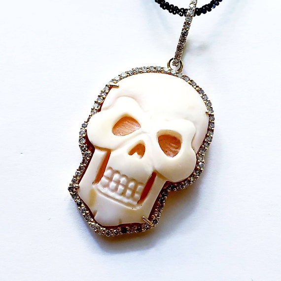 14k Diamond Cameo Skull | 14k skull cameo