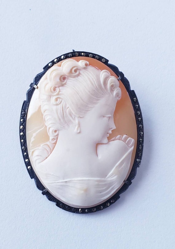 Art Deco Cameo | Gorgeous large Cameo | marcasite