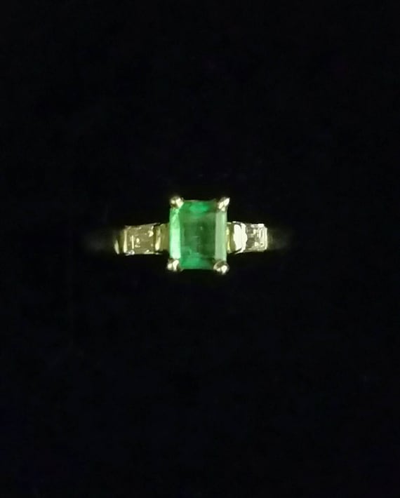 14k emerald  diamond ring | vintage emerald ring … - image 2