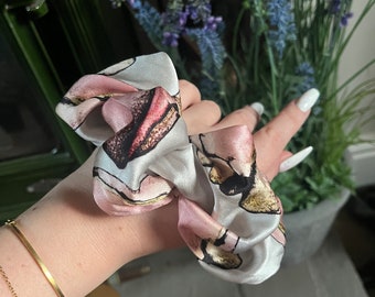 Made to order silk hair scrunchies using digitally printed fabrics designed and printed by myself. Therefore each scrunchie will be unique.