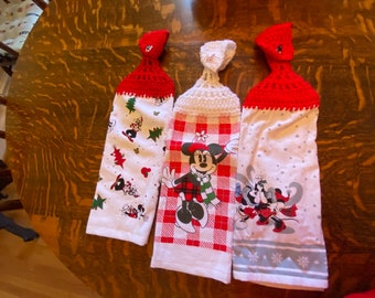 Crochet Mickey and Minnie Mouse and Snoopy and Peanuts Towels Set of 3