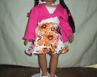 18 inch doll pink and orange floral outfit