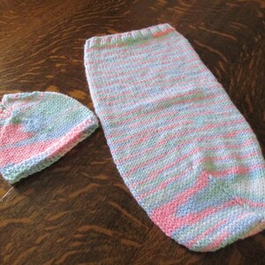 Knitted Baby Cocoon and Hat in Bulky Yarn