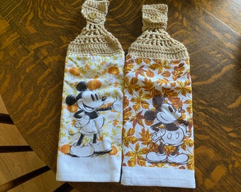 Crochet Double Mickey Mouse and Minnie Mouse Towels Set of 2