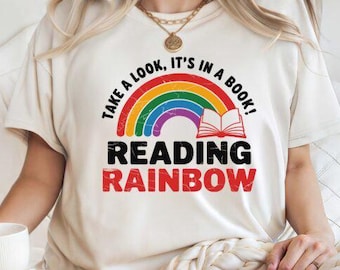Reading Rainbow png, Retro Librarian png, Teacher Appreciation png, Retro Comfort Rainbow School png, Book Lover Gift, Bookworm png download