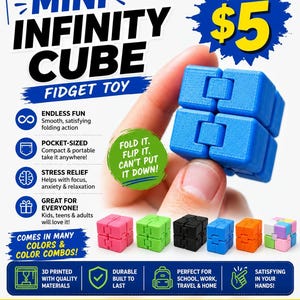 Mini Cubo Infinito Juguete Antiestrés / Juguete Sensorial Impreso en 3D para Aliviar el Estrés y Para Personas con TDAH