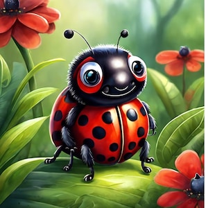 Coccinella sorridente carina, Coccinella carina, Amanti delle coccinelle, PNG, Download immediato