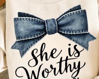 She Is Worthy Proverbs 31 Design: Christian Bible Verse (PNGs, Instant Download)