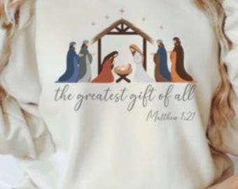 Greatest Gift of all Bundle PNG | Bow Nativity Coquette Christmas, Nativity Scene