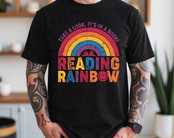 Reading Rainbow png, Retro Librarian png, Teacher Appreciation png, Retro Comfort Rainbow School png, Book Lover Gift, Bookworm png download