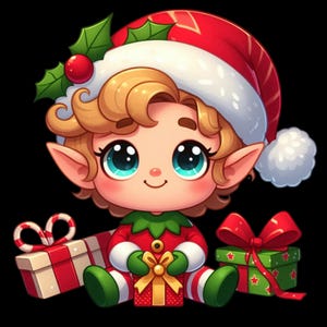 Christmas Elf with Presents, Elf, Christmas, Merry Christmas, PNG, Instant Download