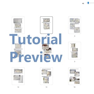 Pode incluir: Uma pr&eacute;-visualiza&ccedil;&atilde;o do tutorial que mostra 15 p&aacute;ginas de instru&ccedil;&otilde;es para um projeto de croch&ecirc;. As p&aacute;ginas s&atilde;o numeradas de 1 a 15 e mostram as diferentes etapas do projeto.