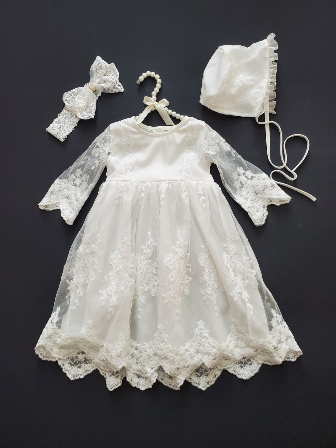 Girls Baptism Dress- 3-Piece-White (374)