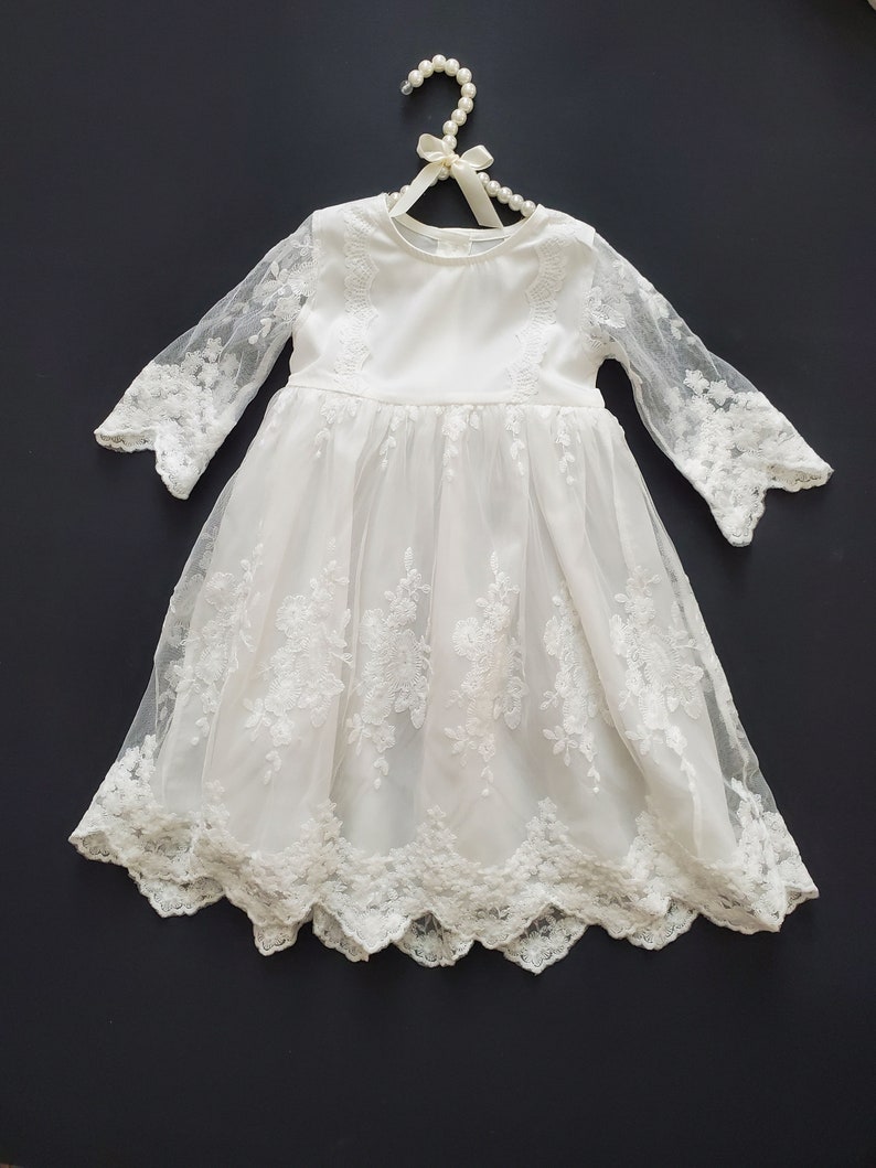 3 Pcs Set Long Sleeve Dress Baby Girl Dress Baptism Dress Etsy