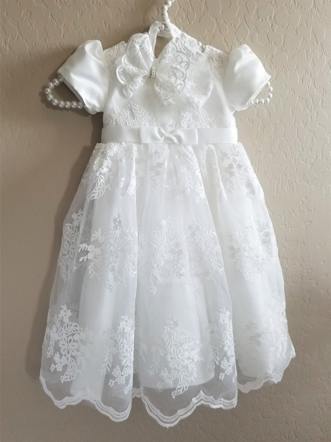 2 Pcs Set Baptism Gown Christening Gown Embroidered Dress - Etsy