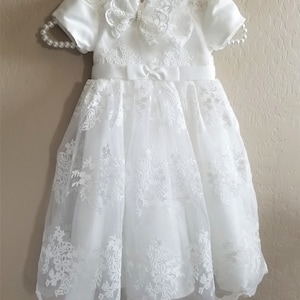 2 Pcs Set, Baptism Gown, Christening Gown, Embroidered Dress, Communion Gown, Wedding Dress, Flower Girl Dresses, Lace Gown, Blessing Dress