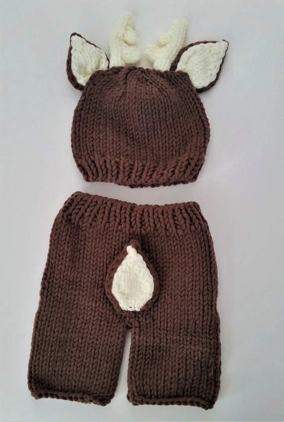 knitted baby deer outfit