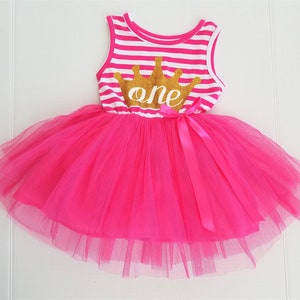 2-Piece First Birthday Outfit Girl: Tutu Dress & Crown - Cake Smash Set