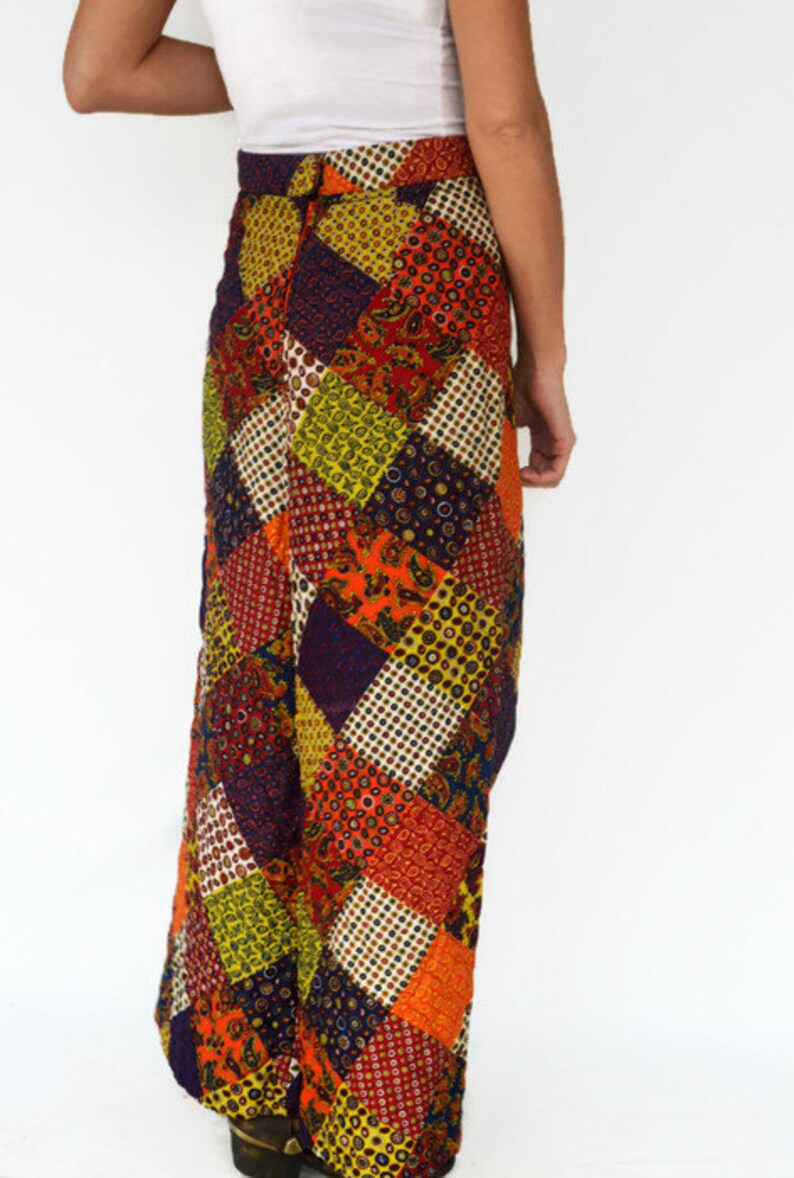 Sale 70/'s Vintage Boho Maxi Skirt Quilted Multi Patterned Sz Small
