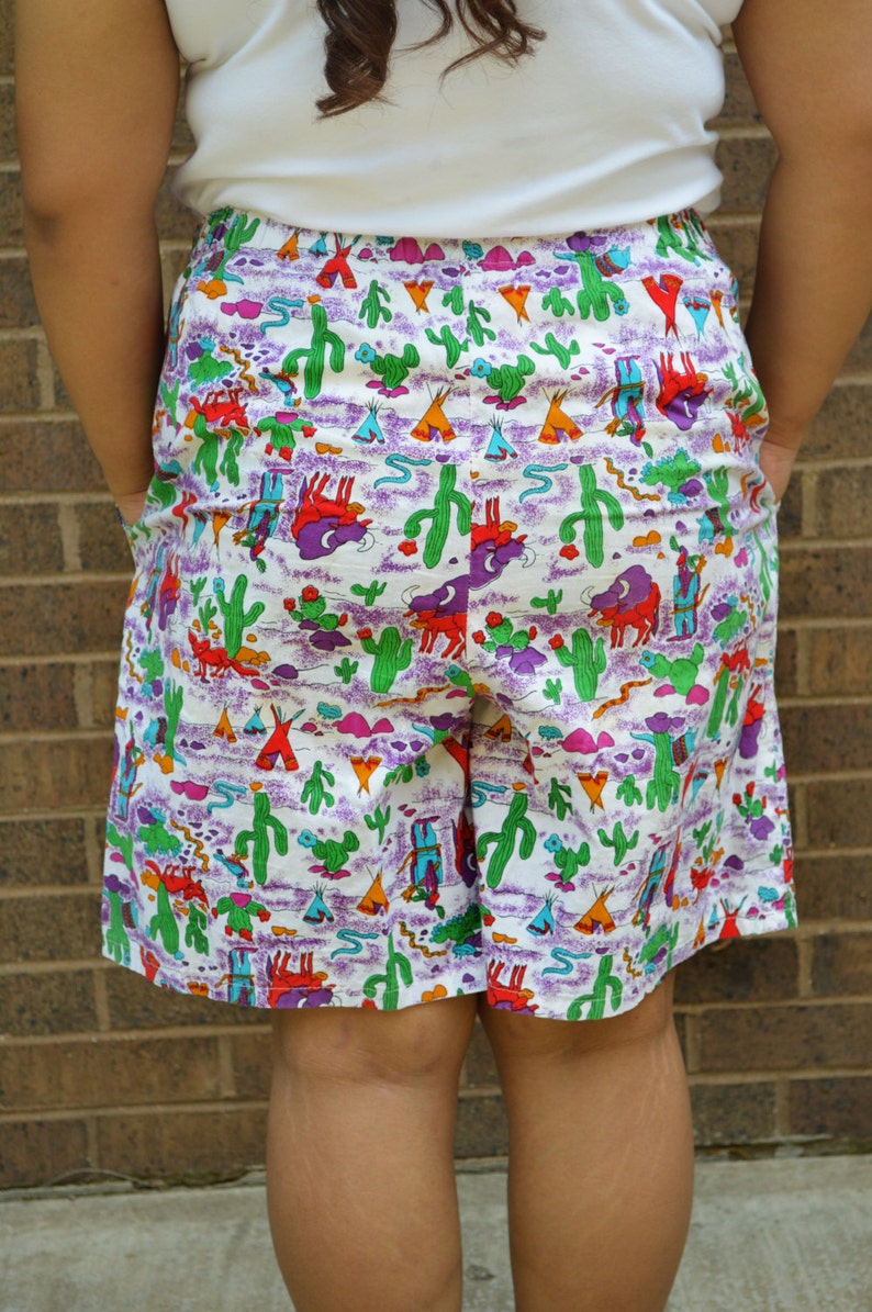 90s Vintage High Waisted Shorts Southwestern Print Elastic | Etsy