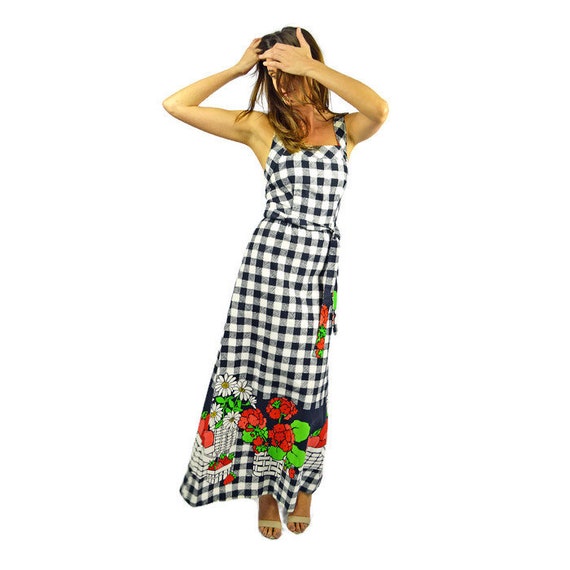 Vintage Malia of Hawaii Maxi Dress Sleeveless Blac