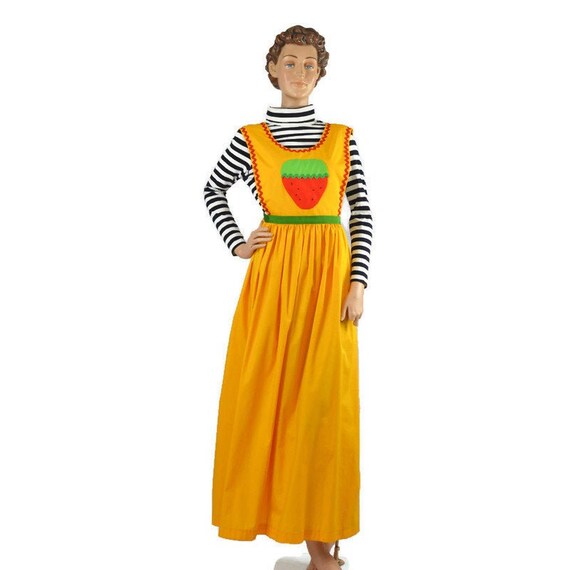 Vintage Pinafore Strawberry Maxi Dress