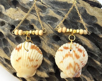 Handmade Shell Earrings, Boho, Festival, Goddess, Beach, Summer, Gypsy, Coachella, Tribal, Unique, Sexy, Triangle (Bahama Beauty Earrings)