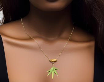 SALE - Exotic Leaf Necklace, Handmade Plant Jewelry, Artificial Leaf Pendant, Nature Inspired Statement Jewelry, Plant Lady Gift, Unique