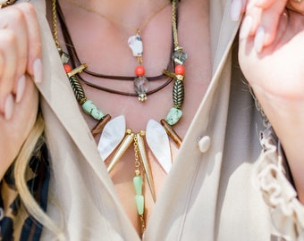 UNIQUE Handmade Tribal Necklace, SAFARI, Boho, Shell, Coral, Festival, Bone, Statement, Sexy, Ethnic, Native (Amazon Empress Necklace)