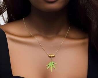 SALE - Exotic Leaf Necklace, Handmade Plant Jewelry, Artificial Leaf Pendant, Nature Inspired Statement Jewelry, Plant Lady Gift, Unique