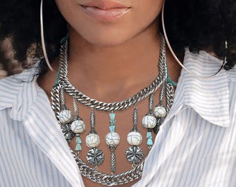Renaissance Festival Necklace, Renn Fair Jewelry, Sword Maiden Necklace, One of a Kind Necklace, Big Beaded Statement Necklace, Cosplay Neck