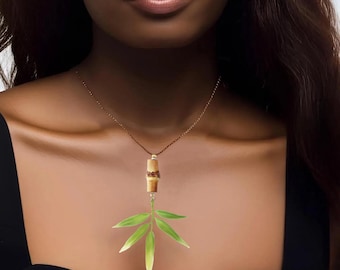 SALE - Exotic Leaf Necklace, Handmade Plant Jewelry, Artificial Leaf Pendant, Nature Inspired Statement Jewelry, Plant Lady Gift, Unique