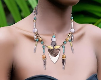 UNIQUE Tribal Necklace, High Priestess Necklace, Warrior Princess Jewelry, Tooth Pendant, Unique Healing Necklace, Viking Jewelry, Cosplay