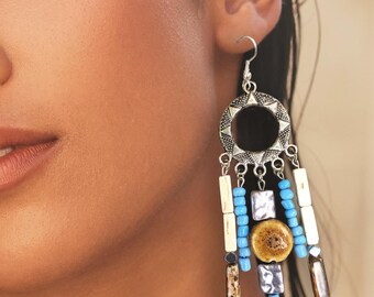 BEAUTIFUL Handmade Beaded Earrings, Blue Beaded Earrings, Southwestern Earrings, Western Jewelry, Native American Earrings, Gift for Her