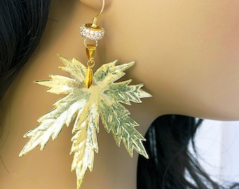 Handmade Upscale Weed Pot Leaf Earrings, Boho, Tribal, Festival, Goddess, Hippie, Unique, Tropical, SEXY, Fun (Sass with Class Earrings)