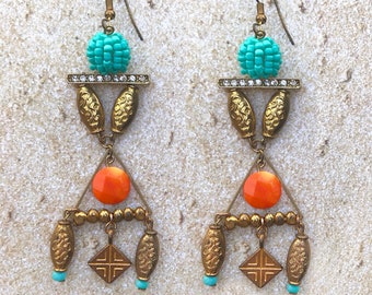 Handmade Goddess Earrings, Summer, Gypsy, Festival, Unique, Rhinestone, Sexy, Boho, Summer, Beach, Tassel, Tropical (Summer Crush Earrings)