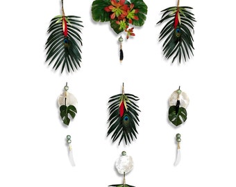 Handmade Tropical Wall Hanging, Tropical Wall Decor, Palm Leaf Hanging, Palm Leaf Wall Art, Bamboo Wall Decor, Peacock Wall Art, Beach Decor