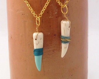 Handmade Boho Necklace, Festival, Gypsy, Goddess, Celebrity, Horn, Tooth, Bone, Native, Tribal Warrior, Healing, Sexy (Ravishing Warrior)