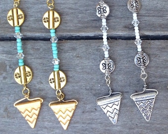 PRETTY Handmade Festival Earrings, Gypsy, Boho, Festival, Dangle, Sexy, Triangle, Arrow, Goddess, Celebrity, Native(Sandman earrings set 1)